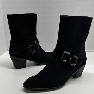 Stuart Weitzman Steady Date Heeled Boots Waterpfoof Gore-Tex Bootie Black Size 8